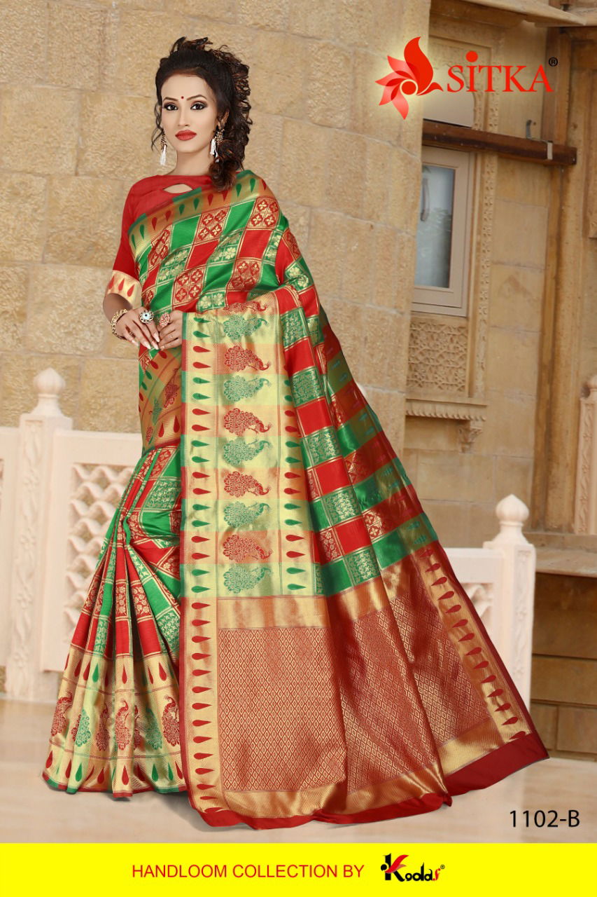 Sitka Cotton Silk Party Wear Sarees Collection